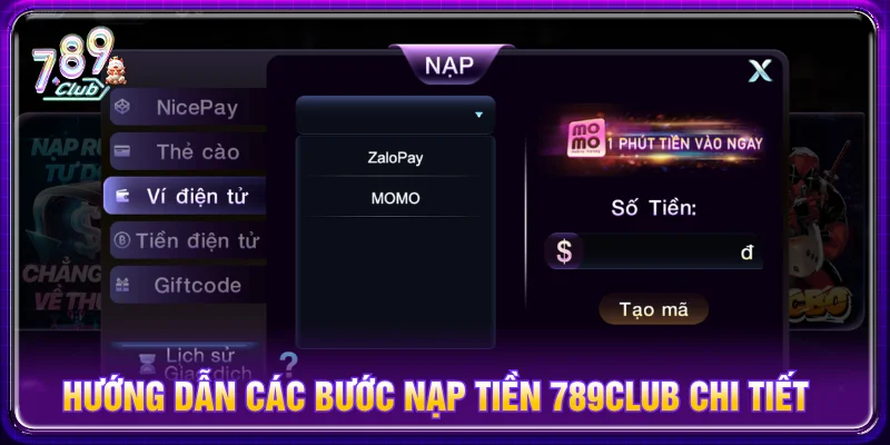 Các bước nạp tiền 789CLUB đơn giản dễ thực hiện