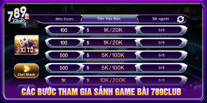 Các bước tham gia cổng game 789CLUB đánh bài đổi thưởng