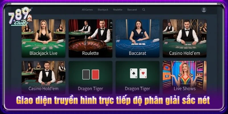 Giao diện truyền hình trực tiếp độ phân giải sắc nét