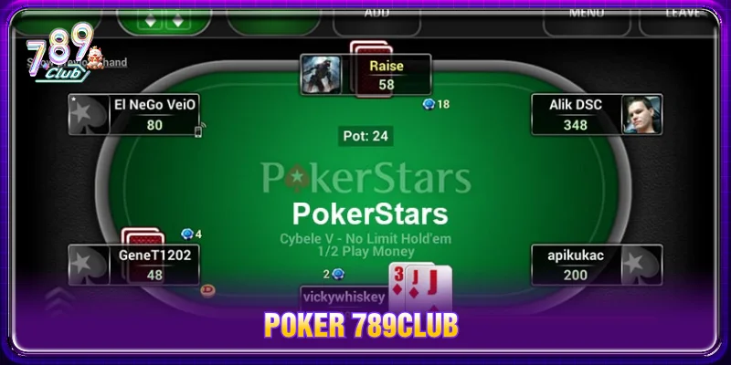 Poker 789CLUB là game bài đối kháng hấp dẫn qua từng vòng cược